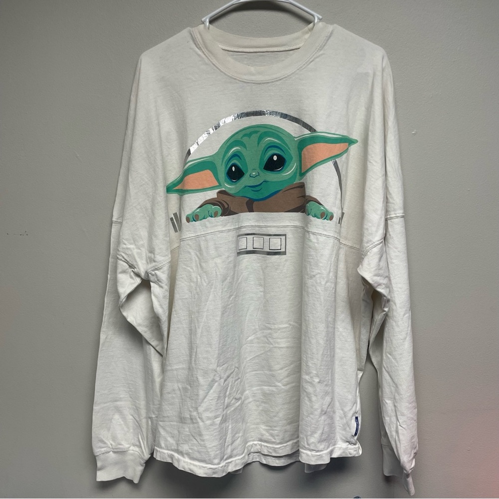 Disney Star Wars spirit Jersey Long Sleeve Tee with Green Baby Yoda Graphic